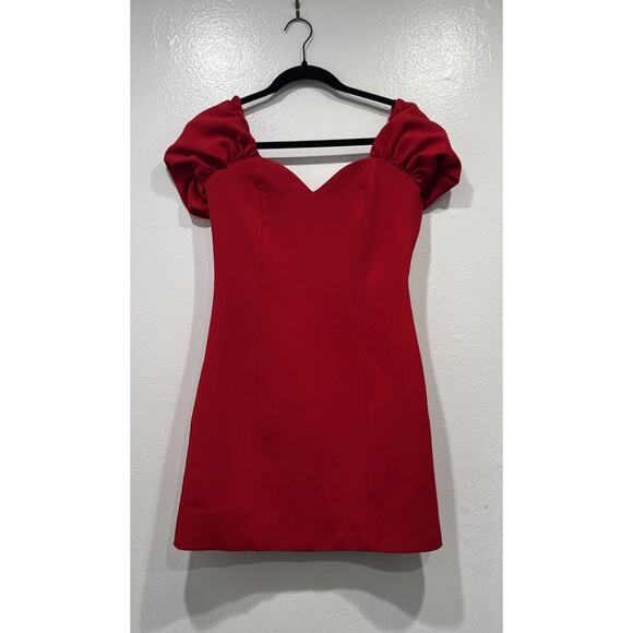 ZARA Red Off The Shoulder Mini Dress Womens Size Small Holiday Christmas READ - Picture 1 of 9